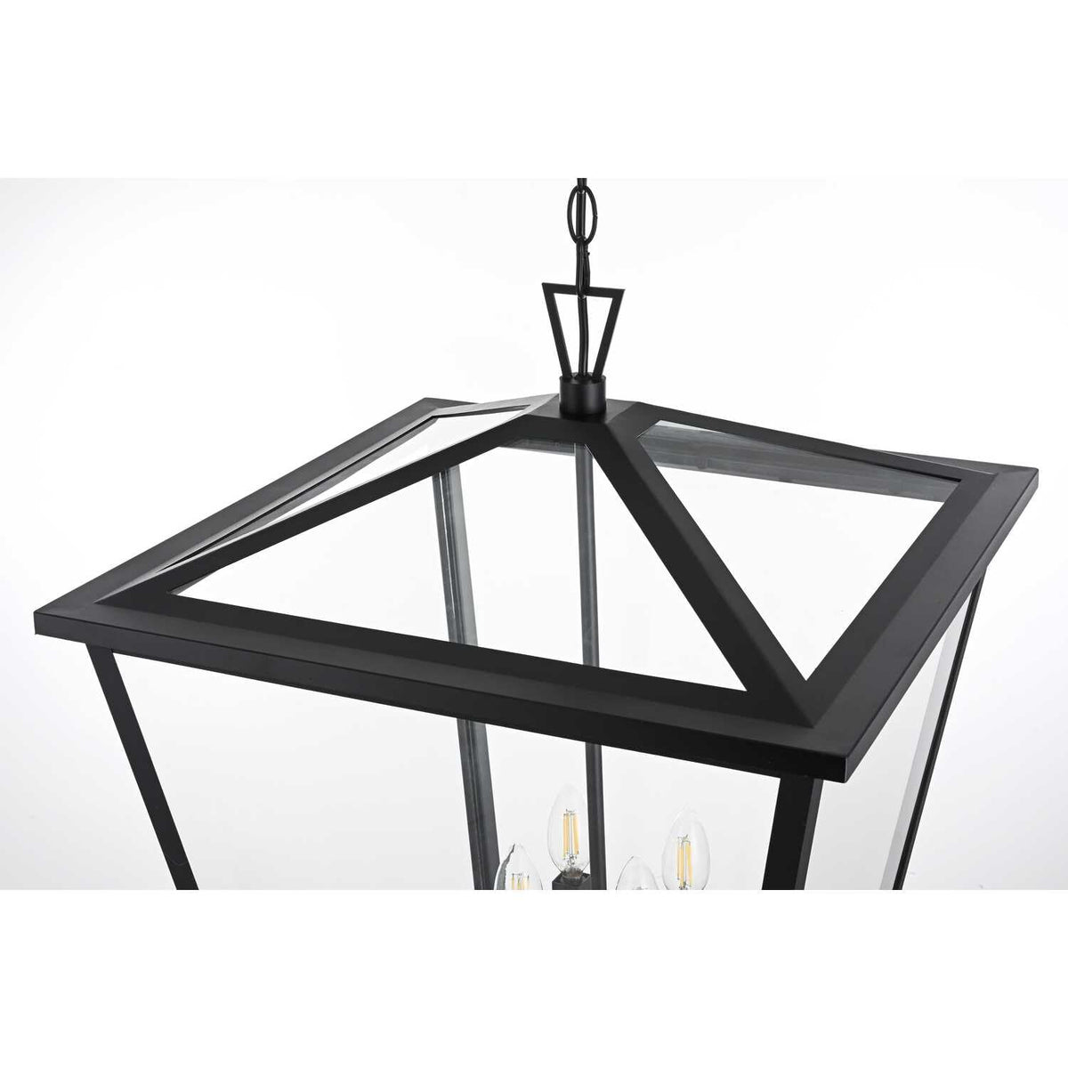 Oxford Four Light Outdoor Pendant Black by Lighting Design – Iron, Black, Model OD334H27BK