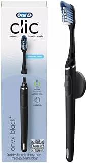 Oral-B Clic Manual Toothbrush, Onyx Black, with Magnetic Toothbrush Holder - 1 Count 049-09-6257 1.0 Count