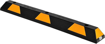 Global Industrial Rubber Parking Stop/Curb Block, 48" L, Black with Yellow Stripes
