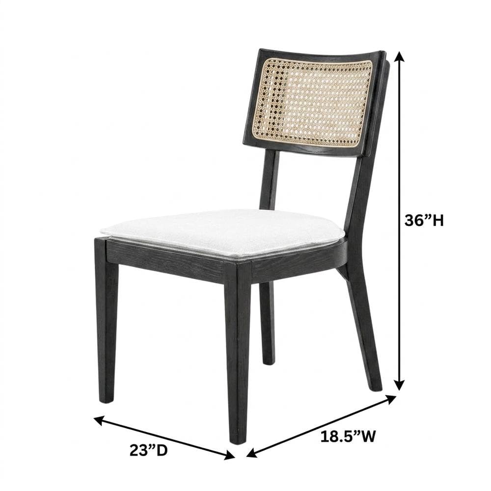 Fabric-Upholstered Wood Dining Chairs Set of by Furnifact – Wood, Black White, Pack of 2