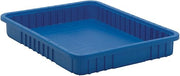 QUANTUM STORAGE SYSTEMS DG93030BL Dividable Grid Storage Container, Heavy-Duty Stackable Plastic Parts Bin for Warehouse, Assembly & Industrial Organization, 22-1/2" x 17-1/2" x 3", Blue, 6-Pack