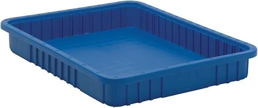 QUANTUM STORAGE SYSTEMS DG93030BL Dividable Grid Storage Container, Heavy-Duty Stackable Plastic Parts Bin for Warehouse, Assembly & Industrial Organization, 22-1/2" x 17-1/2" x 3", Blue, 6-Pack