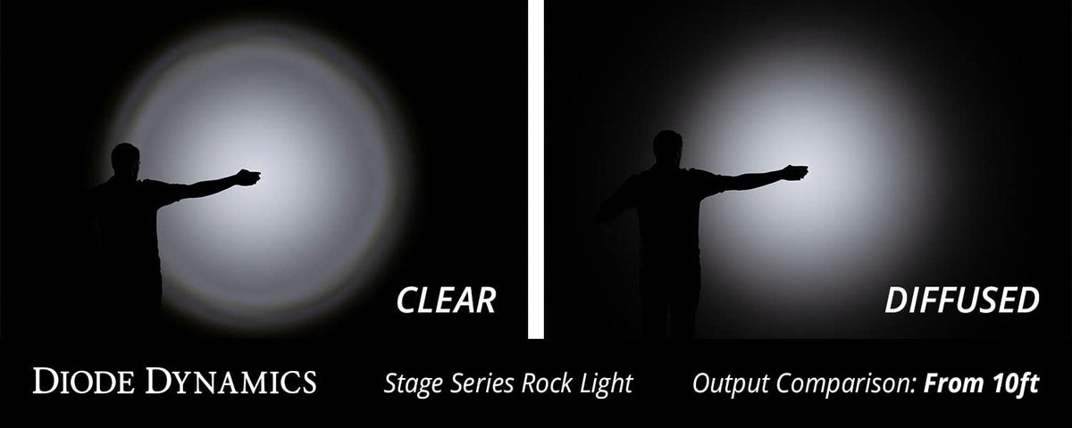 Stage Series LED Rock Light Lens (one) by Diode Dynamics – Diffused, Polycarbonate, Amber, Model DD7472