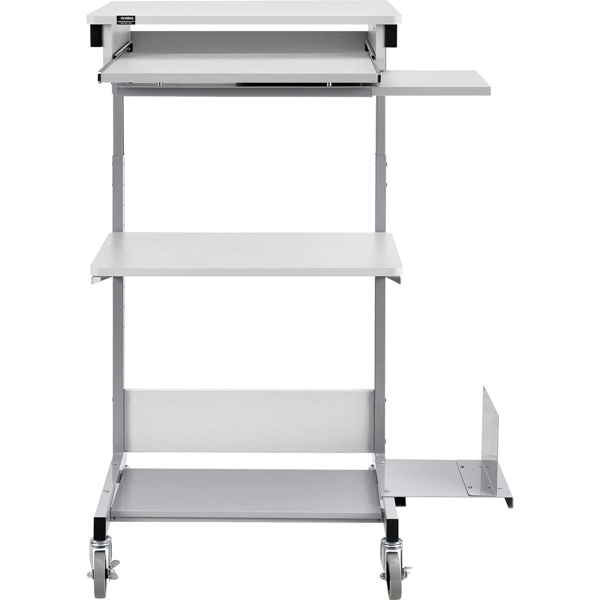 Mobile Computer Workstation with Keyboard by Global Industrial – 25.5 x 22 x 44.5 inches, Tubular,Steel, Grey, Model 506693