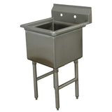 Single Fabricated Bowl 1 Compartment Scullery Sink Size: 43" H x 23" W x 29" D by Advance Tabco – 26.00x32.00x28.00, Stainless Steel, Silver, Model FC-1-1824-X