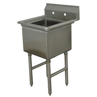 Single Fabricated Bowl 1 Compartment Scullery Sink Size: 43" H x 23" W x 29" D by Advance Tabco – 26.00x32.00x28.00, Stainless Steel, Silver, Model FC-1-1824-X