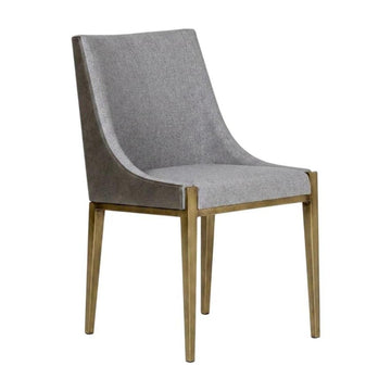 Grey and Brass Dining Chair by Starlight Canyon Home – Fabric, Metal, Grey