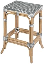 Laguna 24.5 in. Seat Height Rattan Counter Stool - Gray and White