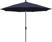 California Umbrella 11Ft Premium Sunbrella Patio Umbrella, Hand-Crank, Tilt-Collar, Black Frame, Navy Fabric