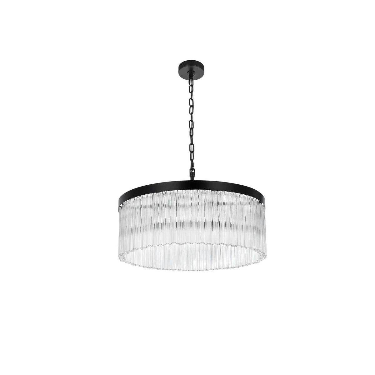 Harlow Six Light Chandelier Black by Lighting Design – Iron, Black, Model 1070D24BK