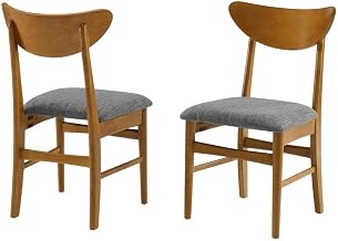 Furnifact Brown Wood Dining Chairs 2-Piece Set with Upholstered Seats, Stylish Comfort, Durable Construction, Weight Capacity 250 lbs, Ideal for Modern Meals