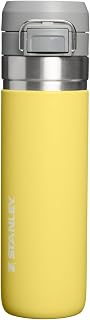 STANLEY Quick Flip GO Bottle, 24 oz, Daffodil | Push Button Lid | Packable for Travel and Sports | Leakproof Water Bottle | Insulated Stainless Steel | BPA-Free