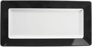 HUBERT White Serving Tray with Black Rim Melamine - 17 1/2" L x 8 3/4" W x 1 3/4" H