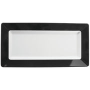 White Serving Tray with Black Rim Melamine - 17 1/2" L x 8 3/4" W x 1 3/4" H by HUBERT – Large, Melamine, White, Model H0015-BLKSTRIPE