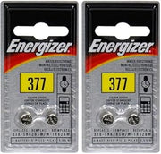 Energizer Watch/Electronic Batteries, 1.55 Volts, 377, 2 Batteries (Pack of 2)