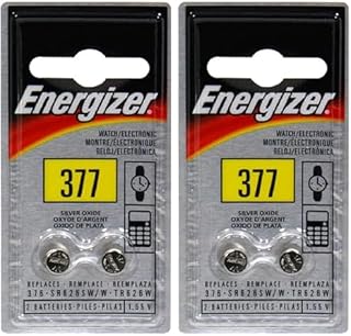 Energizer Watch/Electronic Batteries, 1.55 Volts, 377, 2 Batteries (Pack of 2)