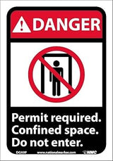 National Marker Corporation Danger Permit Required Confined Space Do Not Enter, Graphic 10x7 Pressure Sensitive Vinyl Sign