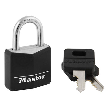 1-3/16" Wide Covered Aluminum Keyed Padlock by Master Lock – 1 Pack, Aluminum, Black, Model 131D