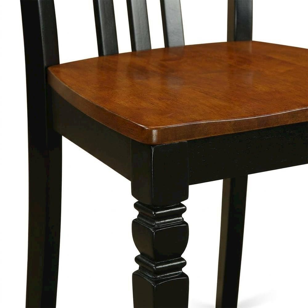 Solid Wood Dining Chairs with Wood Seat by Furnifact – Wood, Black & Cherry, Pack of 2
