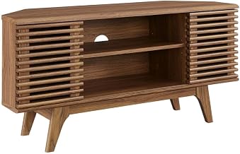 Furnifact White 46-Inch Corner TV Stand, Wooden Construction, Sturdy Frame, Modern Design, Storage, for Living Room or Entertainment Area