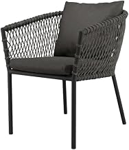 Gray Outdoor Patio Dining Armchair with Comfortable Cushioned Seat, Durable Frame, Stylish Lounge Seating for Outdoor Spaces