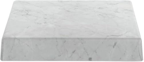 HUBERT Marble Look Display Riser Square White - 12" L x 12" W x 2" H