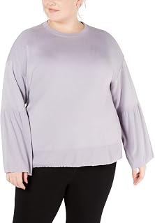 Calvin Klein Performance Plus Size Bell-Sleeve Top - Iris Ice Purple