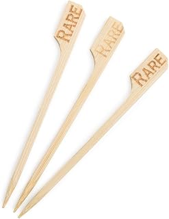 Steak Marker Pick Labels (Rare, Case of 100), PacknWood - Biodegradable Microwave Friendly Meat Portion Labels (3.54") PK210BBRARE9