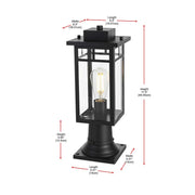 Mercer One Light Outdoor Post Mount Black by Lighting Design – Iron, Black, Model OD313P18BK