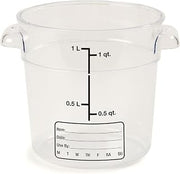 Carlisle FoodService Products Storplus Round Food Storage Container with Stackable Design for Catering, Buffets, Restaurants, Polycarbonate (Pc), 1076107, 1 Quart, Clear