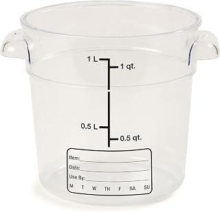 Carlisle FoodService Products Storplus Round Food Storage Container with Stackable Design for Catering, Buffets, Restaurants, Polycarbonate (Pc), 1076107, 1 Quart, Clear