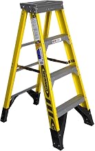 Werner 7304 Type IAA Fiberglass Step Ladder, 3 Steps, Single-Sided, Yellow, 375lb Load Capacity, 4' Length, 21.5" Base Width, 7.56" Height