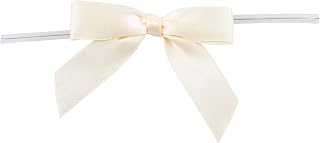 Reliant Ribbon 5171-81003-2X1 Satin Twist Tie Bows - Small Bows, 5/8 Inch X 100 Pieces, Ivory