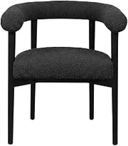 Boucle-Upholstered Dining Chair with Ash Wood Legs by Starlight Canyon Home – 25.4 x 22.2 x 28.4 inches, Boucle,Wood, Black
