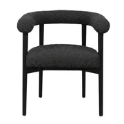Boucle-Upholstered Dining Chair with Ash Wood Legs by Starlight Canyon Home – 25.4 x 22.2 x 28.4 inches, Boucle,Wood, Black