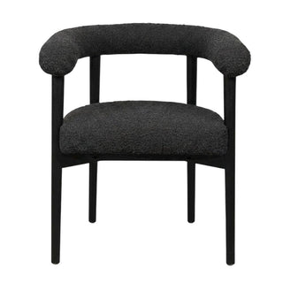 Boucle-Upholstered Dining Chair with Ash Wood Legs by Starlight Canyon Home – 25.4 x 22.2 x 28.4 inches, Boucle,Wood, Black
