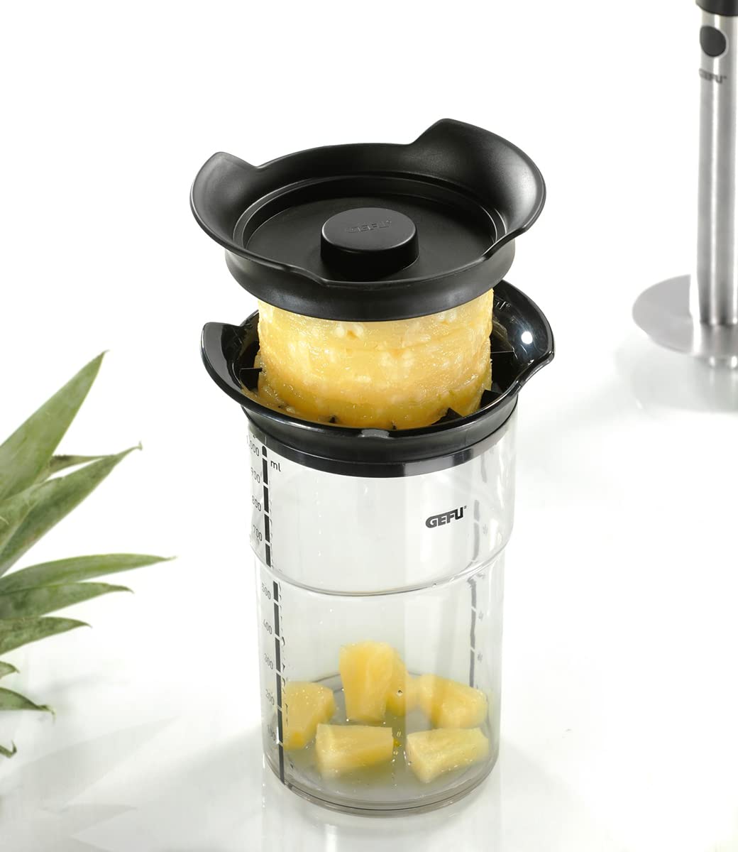 Pineapple Slicer by GEFU – 20 x 12 x 9 cm, Glass, Silver/Black, Model 13550