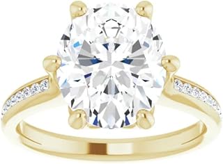 AVERA DIAMOND 1CT-3CT Unique Moissanite Engagement Ring for Women, Oval Cut Channel Set Wedding Ring Gifts for Women, 925 Silver, 10K/14K/18K Solid Gold Jewelry (2.5 CT, Yellow)