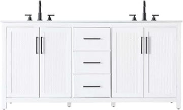 72" Double Bathroom Vanity in White
