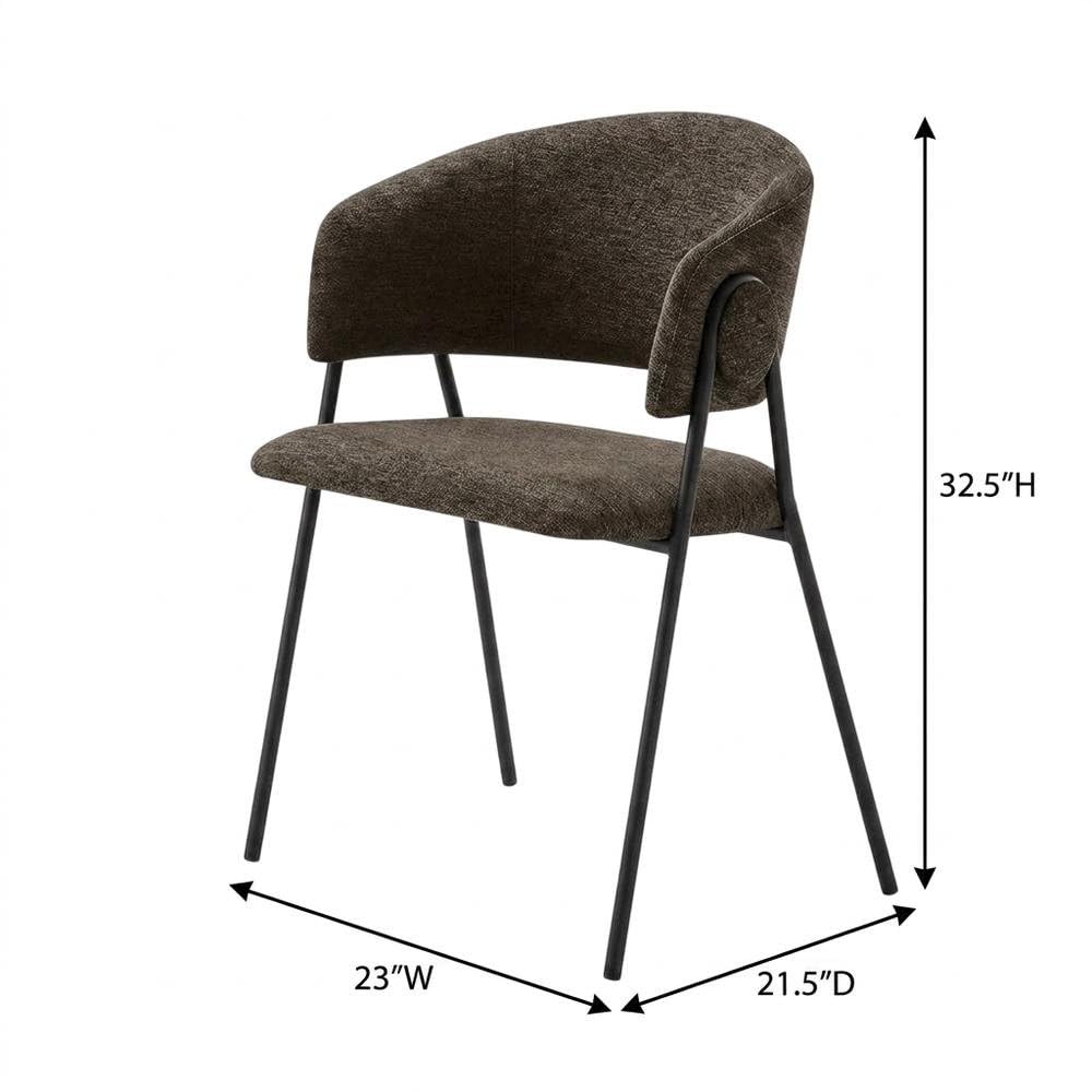 Upholstered Heathered Chenille Dining Chairs Set of 2, Upholstered Kitchen or Dining Room Chairs, Java Black by Furnifact – Polyester, Java Black, Pack of 2