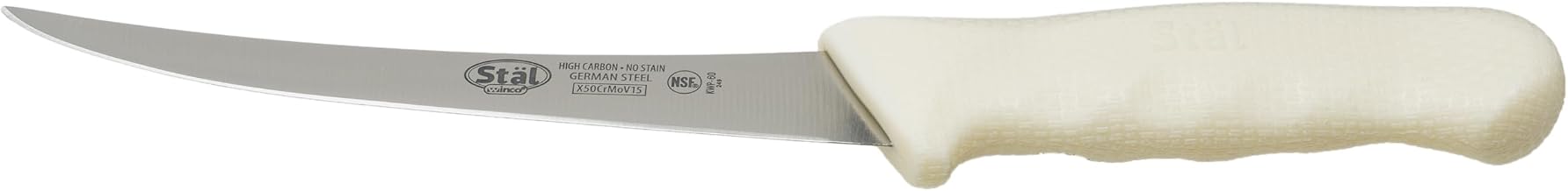 Winco 6" White Plastic Boning Knife with Handle | Razor sharp, Restaurant service
