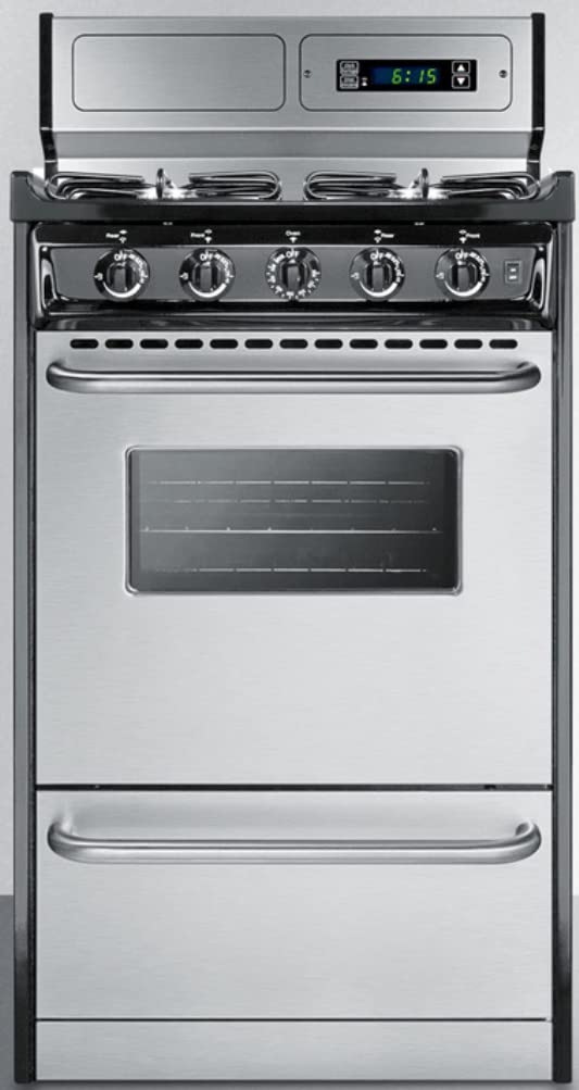 Summit 20" Gas Range by Summit Appliance – 2.46 cubic_feet, Stainless Steel, Model TTM1307BKSW