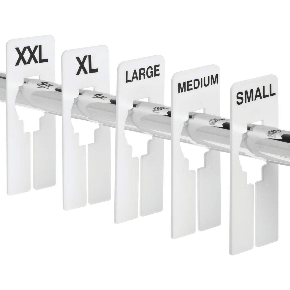 Unisex Size Dividers for Clothing Racks by SIZEAMATIC – Plastic, White, Pack of 50, Model RRSDWBU