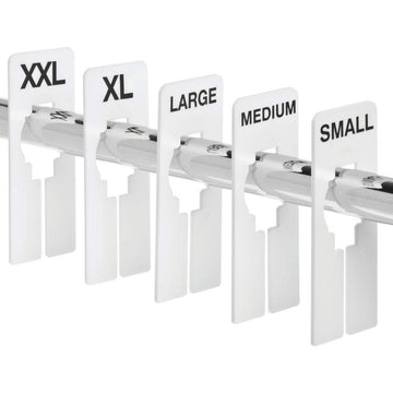 Unisex Size Dividers for Clothing Racks by SIZEAMATIC – Plastic, White, Pack of 50, Model RRSDWBU