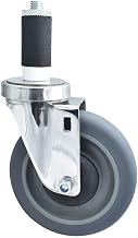 BK Resources 5" Gray Rubber 1-1/4" Expanding Stainless Steel Stem Swivel Caster for Work Tables, NSF, 250lb Capacity Per Wheel