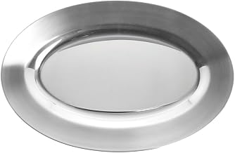 HUBERT Silver Serving Tray Oval Stainless Steel -11 3/4"L x 7 3/4"W