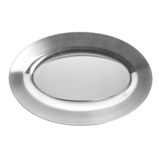Silver Serving Tray Oval Stainless Steel -11 3/4"L x 7 3/4"W by HUBERT – Stainless Steel, Silver