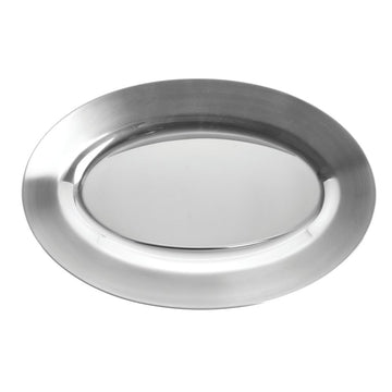 Silver Serving Tray Oval Stainless Steel -11 3/4"L x 7 3/4"W by HUBERT – Stainless Steel, Silver