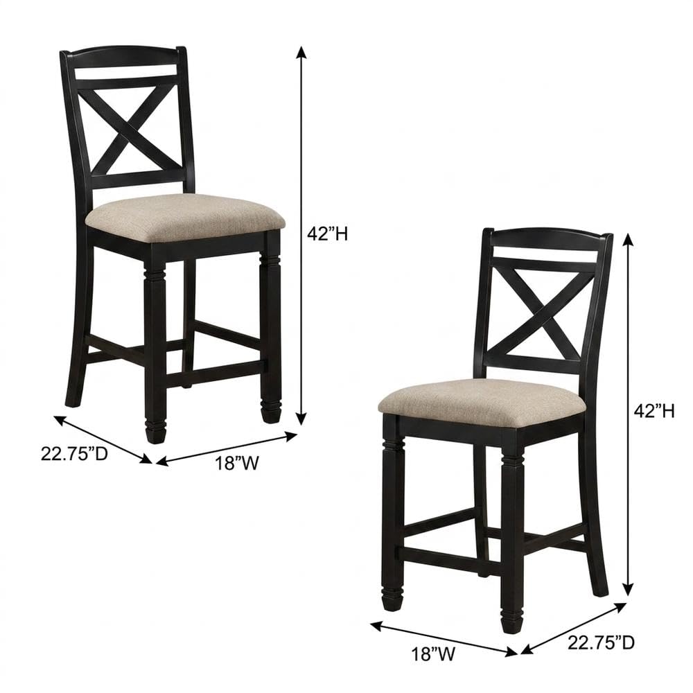 Wooden Counter Height Dining Chairs Set of by Starlight Canyon Home – Wood, Beige, Pack of 2