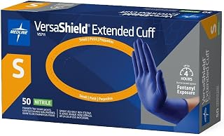 Medline VersaShield Extended Cuff Powder-Free Nitrile Exam Gloves, Size S